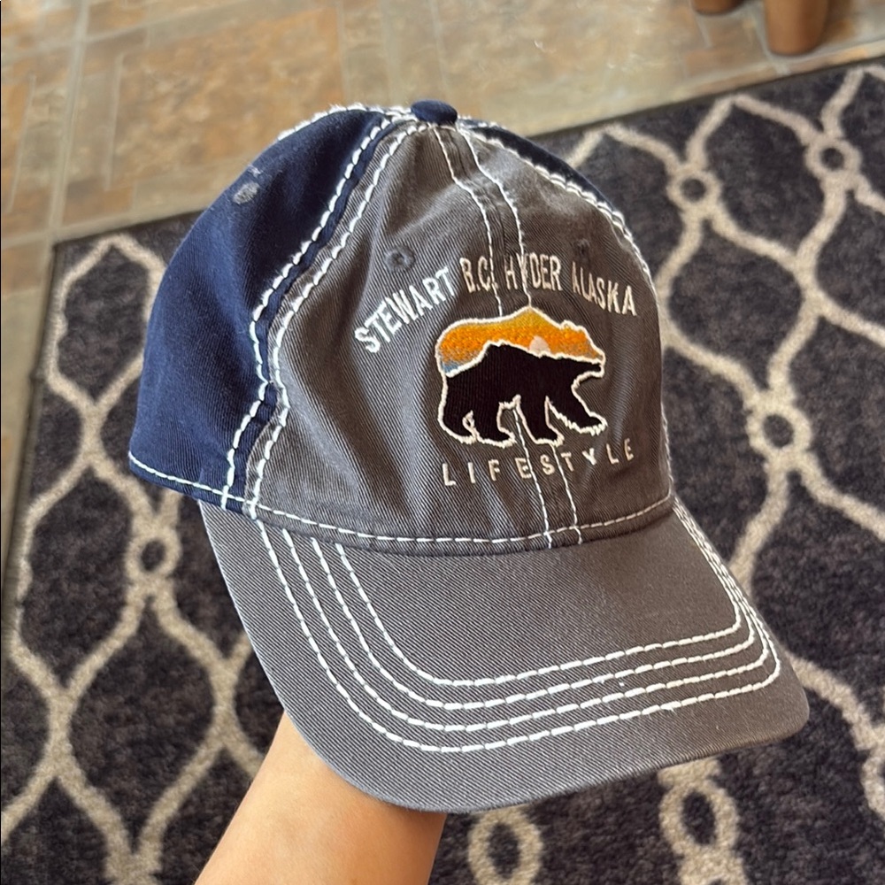 Gray and Navy Stewart BC Hyder Alaska Cap